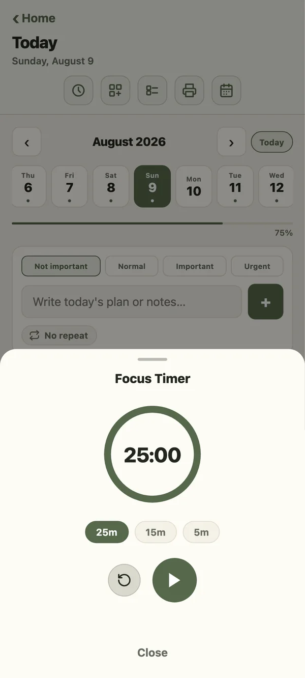 Fokus-Timer für konzentrierte Arbeitsphasen